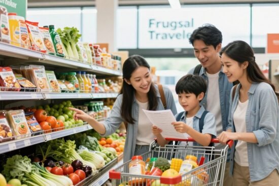 eat cheap on road trip, grocery store travel hacks, budget road trip food ideas,