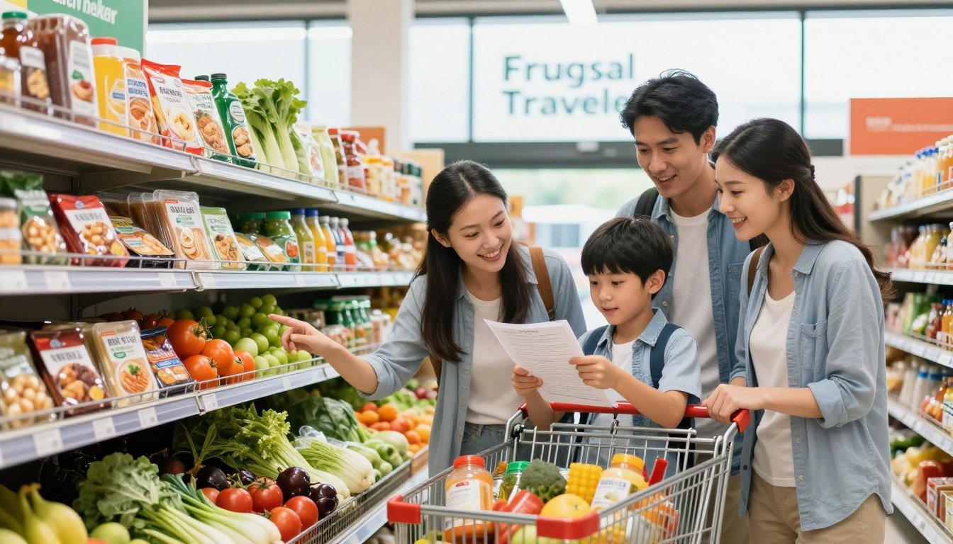 eat cheap on road trip, grocery store travel hacks, budget road trip food ideas,